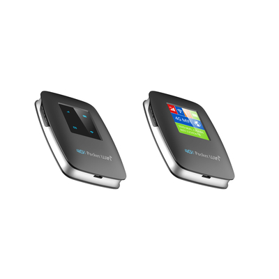 2700mAh-3000mAh 4G LTE MiFi राउटर 150Mbps 4G मोबाइल वाईफाई हॉटस्पॉट 15 डिवाइस एलसीडी स्क्रीन के साथ