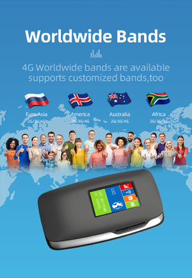 2700mAh-3000mAh 4G LTE MiFi राउटर 150Mbps 4G मोबाइल वाईफाई हॉटस्पॉट 15 डिवाइस एलसीडी स्क्रीन के साथ